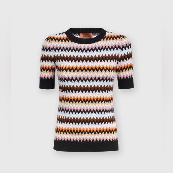 Missoni Wool Short Sleeve Crewneck Zig Zig  Pullover Sweater Size 40/US 4 - Picture 16 of 17